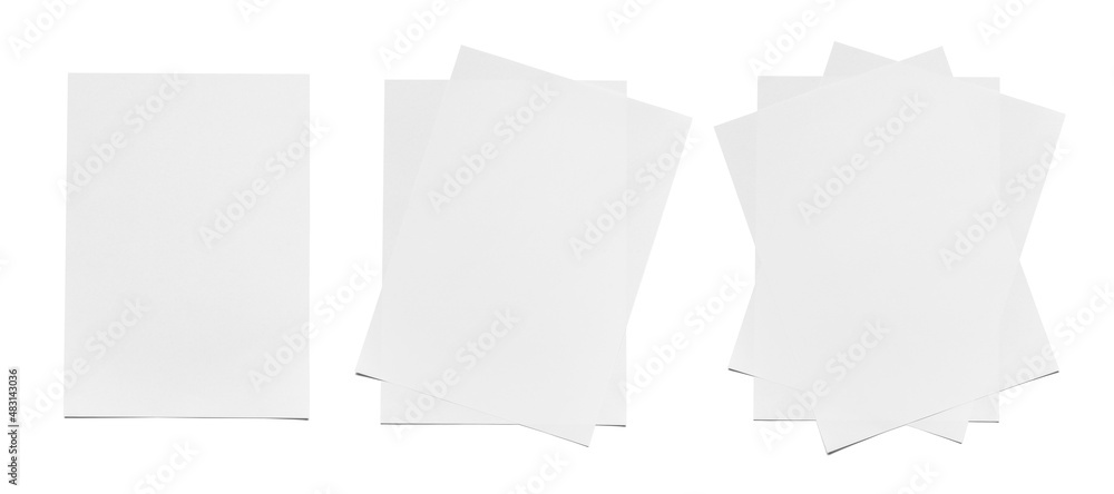 Wall mural mock up A4 sheet of paper with textured and shadow. papers white blank page mockup template