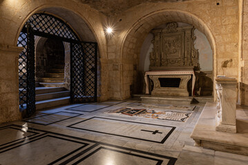 Rabat, Malta - 01 07 2022: Interior design of the historical Saint Paul Grotto