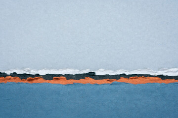 lake or ocean, abstract landscape in blue pastel tones - a collection of handmade rag papers