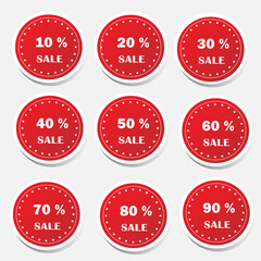 set of sale labels red stickers 
