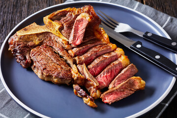fried sliced porterhouse steak on a plate