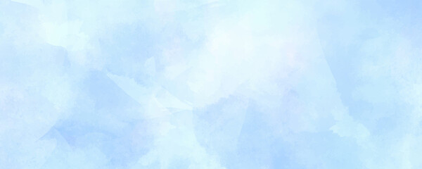	
Vector watercolor art background with white clouds and blue sky. Hand drawn vector texture. Heaven. Pastel color watercolour banner. Template for flyers, cards, poster, cover.