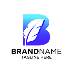 Letter B Feather Logo Design Template Inspiration, Vector Illustration.