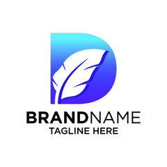 Fototapeta premium Letter D Feather Logo Design Template Inspiration, Vector Illustration.