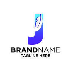 Letter J Feather Logo Design Template Inspiration, Vector Illustration.