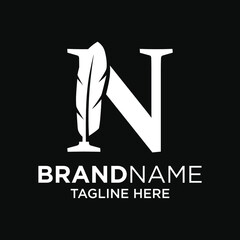 Letter N Feather Logo Design Template Inspiration, Vector Illustration.