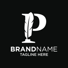 Letter P Feather Logo Design Template Inspiration, Vector Illustration.