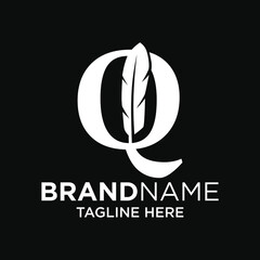 Letter Q Feather Logo Design Template Inspiration, Vector Illustration.