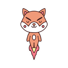 Cute shiba inu fly to the moon mascot character. Illustration for sticker and t shirt.