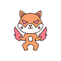 Cute shiba inu devil mascot character. Illustration for sticker and t shirt.