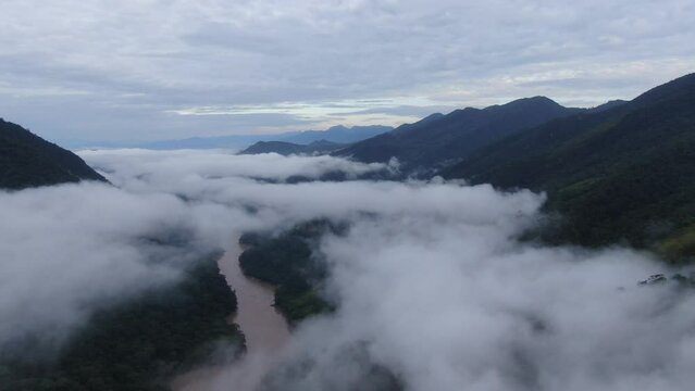Tarapoto: flying the drone at sunrise at pristine rainforest in peruvian amazon