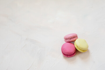 Pink and Yellow French Macarons in Gold and Glass Box, Valentine's Day Dessert, Fancy Dessert, Copy Space