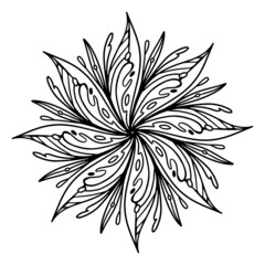 Flower Mandala Coloring book. Vector ethnic oriental circle Decorative Ornament. Outline Vintage decorative elements. Oriental drawing. Design for t-shirt, pattern, sticker, lace, tattoo, yoga.