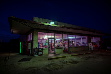 rural Texas store at night