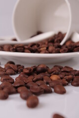 coffee beans and cup