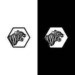 modern hexagon tiger logo design