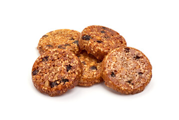 Glazed muesli sweets, isolated on white background.