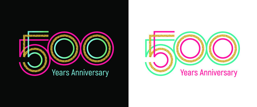 Elegant 500th anniversary logo template made of bright ribbons. Variant on dark and light backgrounds. The text in the vector file is easy to edit