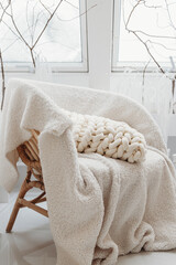 Chunky Knit White Pillow