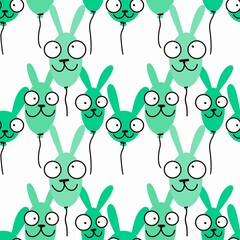 Seamless rabbits balloons pattern for kids and gifts and cards and linens and fabrics and textiles and packaging
