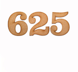 Number 625 - Piece of wood isolated on white background