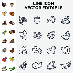 Nuts, seeds and beans elements set icon symbol template for graphic and web design collection logo vector illustration