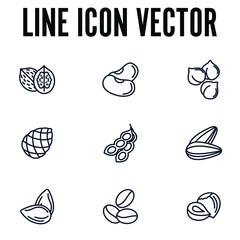 Obraz premium Nuts, seeds and beans elements set icon symbol template for graphic and web design collection logo vector illustration