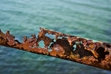 Corrosion of metal. Rusty pipe.