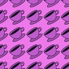 Seamless cup of coffee tea pattern for fabrics and textiles and packaging and linens and kids and wrapping paper