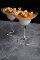 caramel dessert panna cotta close-up