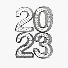 Naklejka premium Typography design of 2023 with 3d style design