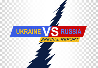 Ukraine Against Russia News Headline Template. TV Cover Or Newspaper Background
