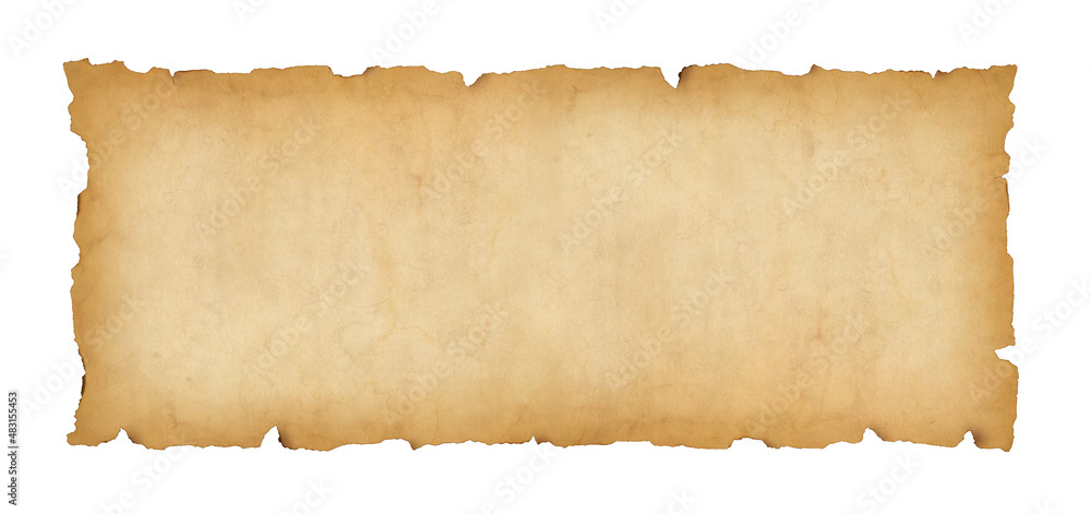 Canvas Prints Old paper horizontal banner. Parchment scroll isolated on white