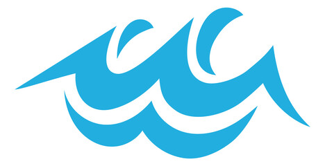 Sea wave symbol. Blue water splash icon