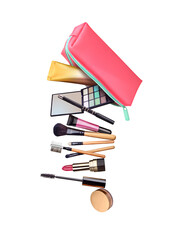 Cosmetics flying out of the pencil case