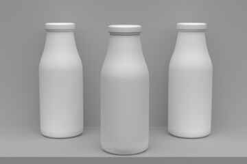 plastic bottle mockup container for dairy products on a gray background 3d rendering,