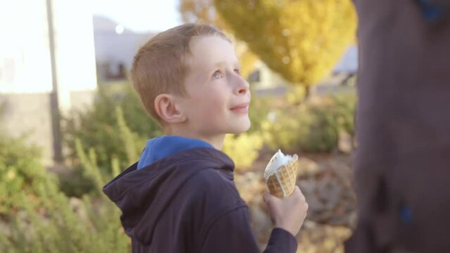 Dad and Son Happy Eating Ice Cream Together | SuperDad Collection
