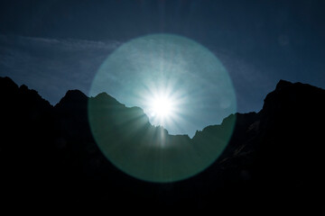 Sun lens  effect mountains / contrast