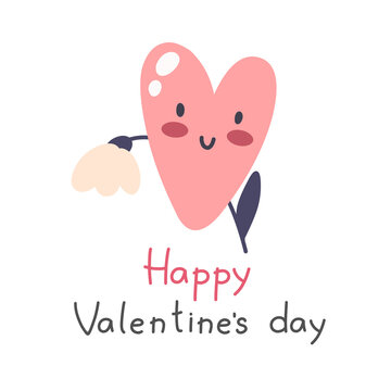 Valentine's Day. Lettering with cute hearts. Vector illustration.