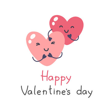 Valentine's Day. Lettering with cute hearts. Vector illustration.