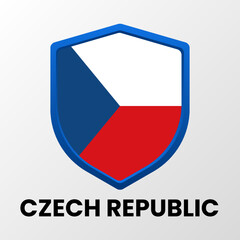 The national flag of the Czech Republic in the form of a shield on a light background