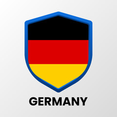 The national flag of the Federal Republic of Germany in the form of a shield on a light background