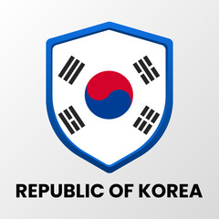 The national flag of the Republic of Korea in the form of a shield on a light background