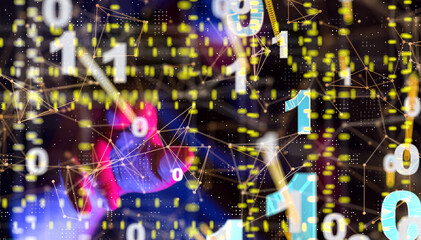 Global network. Blockchain. 3D illustration. Neural networks and artificial intelligence. Abstract