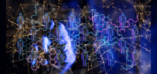 Neural network concept. Connected cells with links.