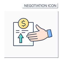 Proposal color icon. Profitable plan or idea. Formal document with advantageous offer. Negotiation concept. Isolated vector illustration