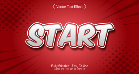 Three dimension text Start, editable style effect template