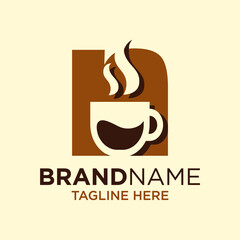Letter N Coffee Cup, Tea, Chocolate, Logo Design Template Inspiration, Vector Illustration.