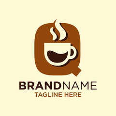 Letter Q Coffee Cup, Tea, Chocolate, Logo Design Template Inspiration, Vector Illustration.