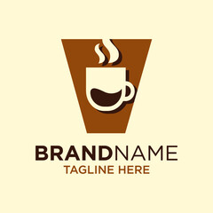 Letter V Coffee Cup, Tea, Chocolate, Logo Design Template Inspiration, Vector Illustration.